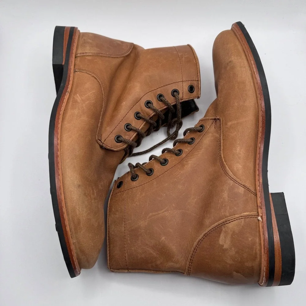 Nisolo All Weather Andres Men's 10 Tan Leather Lace Up Ankle Boots‎ Casual